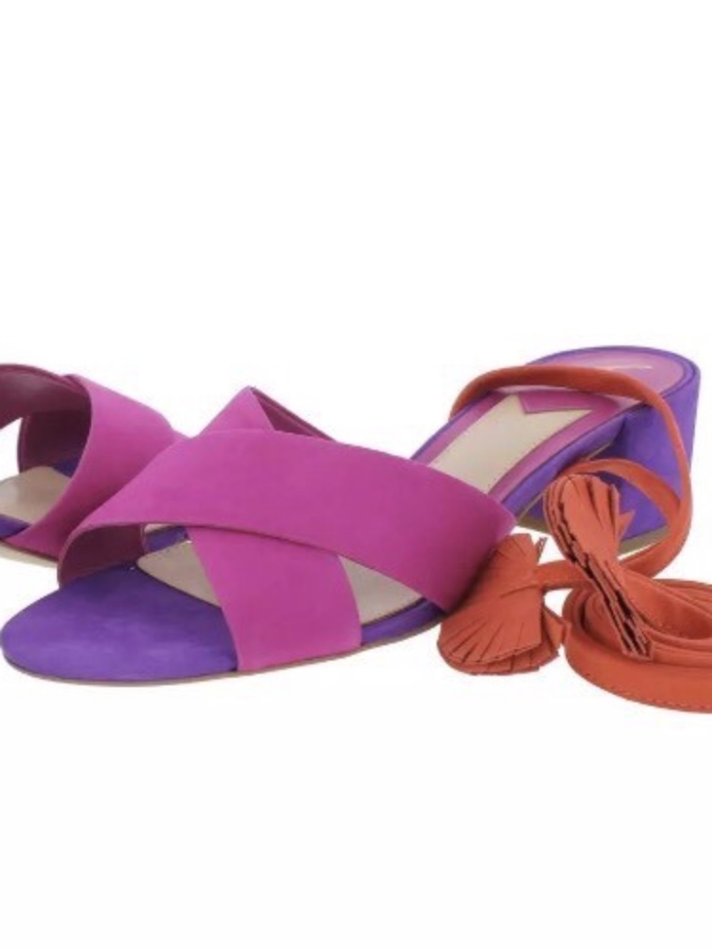 B Brian Atwood Astor Lace Up Sandals Heel Nubuck Leather